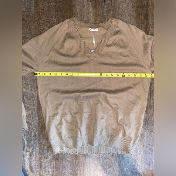 Minnie Rose 7GG Cashmere Frayed Edge Cropped Vneck sweater (read description) - Picture 15 of 15